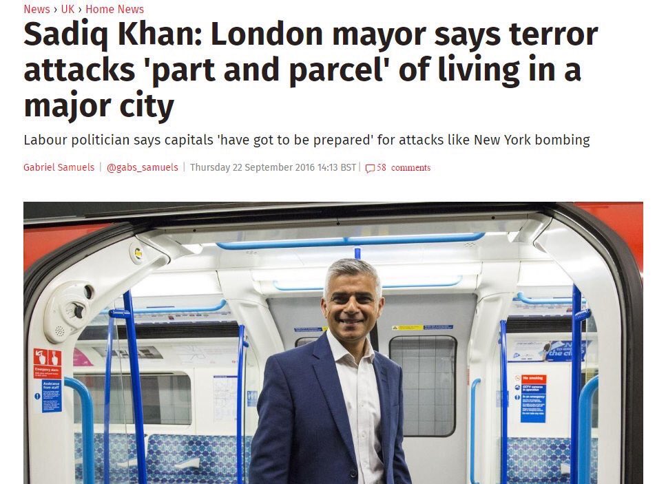 politstrip's tweet photo. @AnthonyCumia @Just_a_Texan #London Mayor @SadiqKhan wants the people of #England to "get used to it" 🇬🇧😖 a#LondonBridge #terrorattack #London https://t.co/v5xmNcWJ36