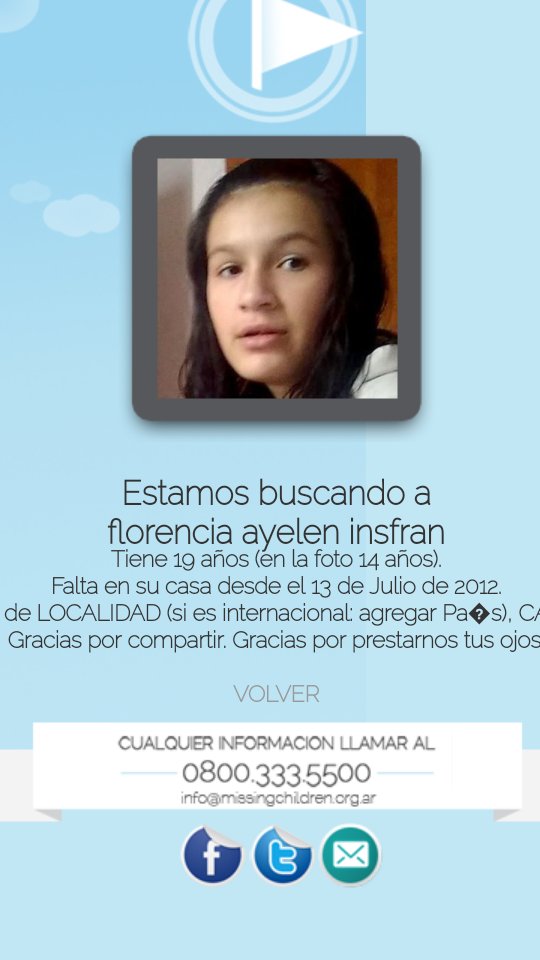 SolidarioRt's tweet photo. Missing Children Argentina está buscando a florencia ayelen  insfran https://t.co/o8VIj7L6Y8 https://t.co/UzZxZeYunN