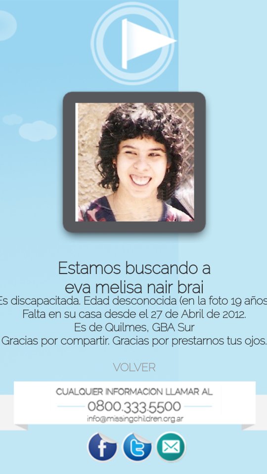 SolidarioRt's tweet photo. Missing Children Argentina está buscando a eva melisa nair brai https://t.co/pjWpvkhk7E #Quilmes Ausente de su hogar 2012 https://t.co/csGofqism7