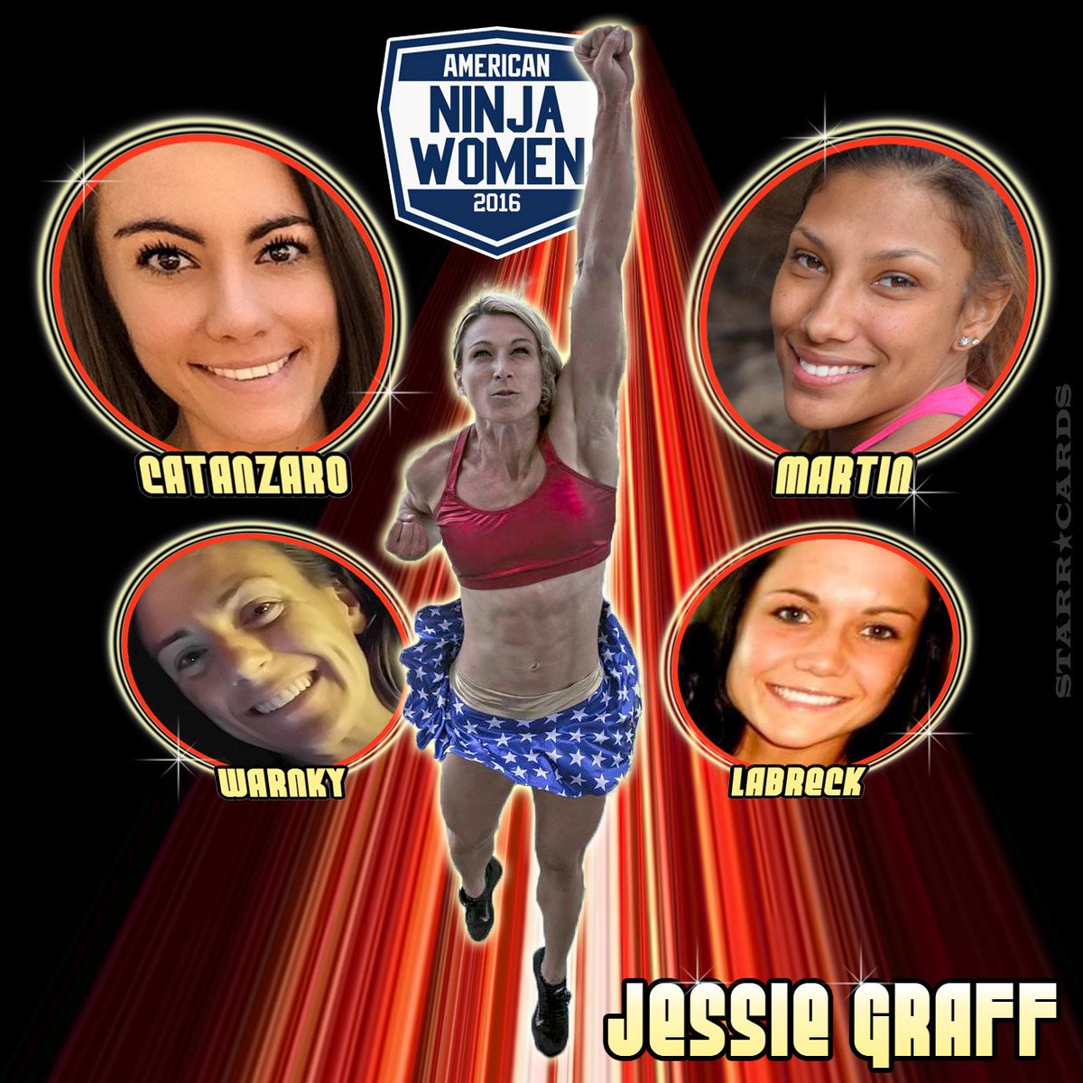 StarrCards's tweet photo. #AmericanNinjaWarrior star Jessie Graff making #HERstory one obstacle at a time https://t.co/Ky8YRFLhli #wonderwoman https://t.co/rmuTBczU28
