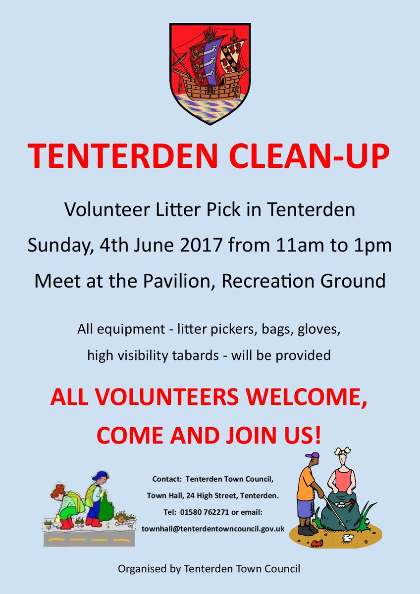 MyTenterden's tweet photo. We're making Tenterden spick and span tomorrow, volunteers wanted, come along and help the Town Council @TenterdenTC https://t.co/mJtrnOleih