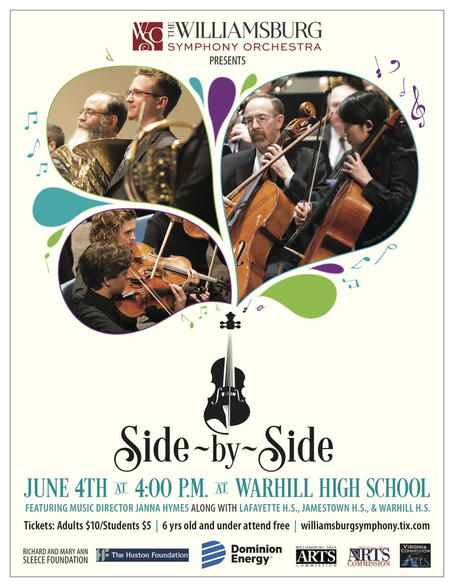 WarhillBand's tweet photo. Come hear the @WMBGSymphony tomorrow alongside WJCC music students in a side-by-side concert! Warhill @ 4pm. Tickets are $10, $5 students. https://t.co/eiqxMWt1jQ