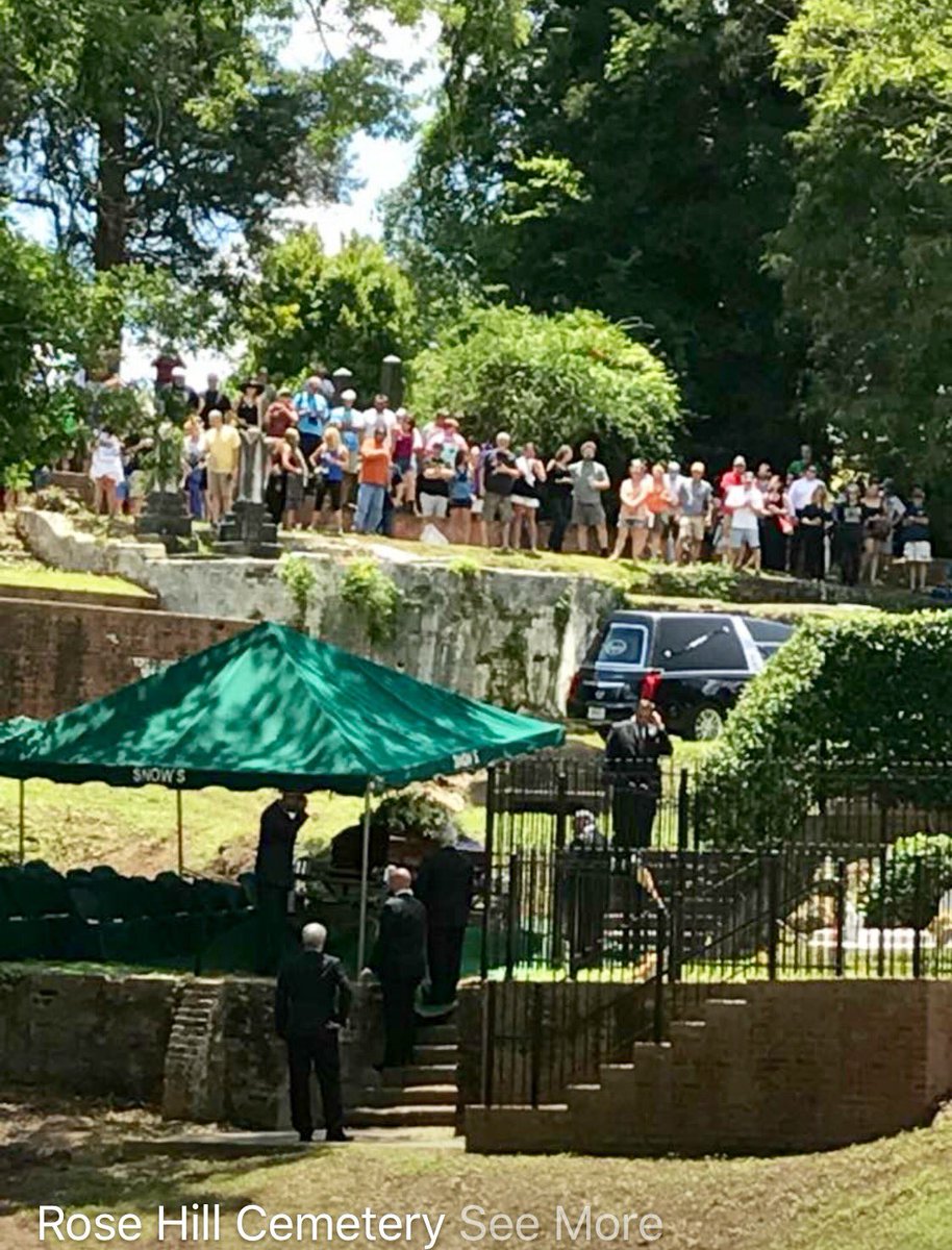 SouthsideSteve's tweet photo. Gregg Allman laid to rest in Macon Ga. at Rose Hill Cemetery. Cher, his Ex Wife was present for the ceremony. @baileysouthside #sad https://t.co/jJUziUyOhK