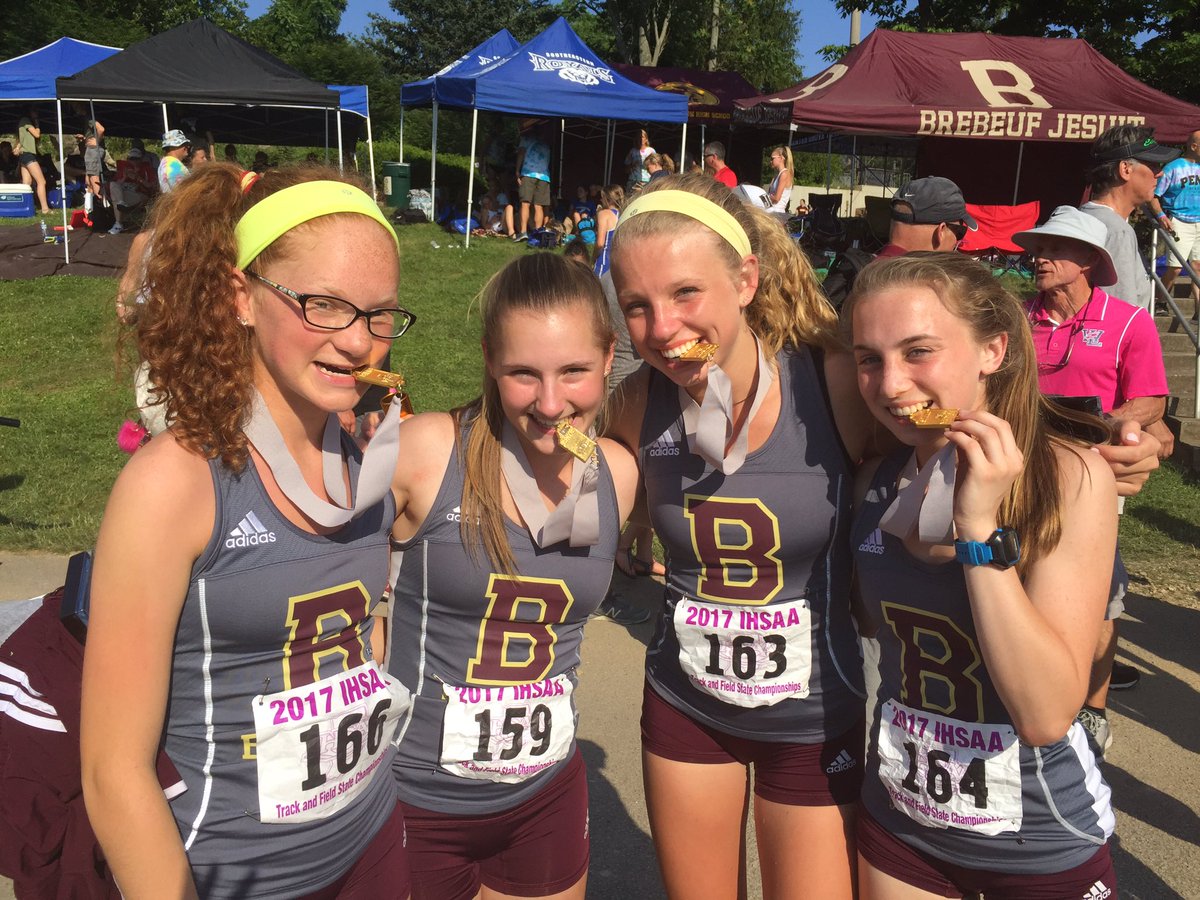 _CoachKling's tweet photo. These 4 girls are the fastest to ever run the 4x800 for Brebeuf Jesuit!  Huge PR for a podium spot.  They have so much to be proud of! https://t.co/WE837tLMLG