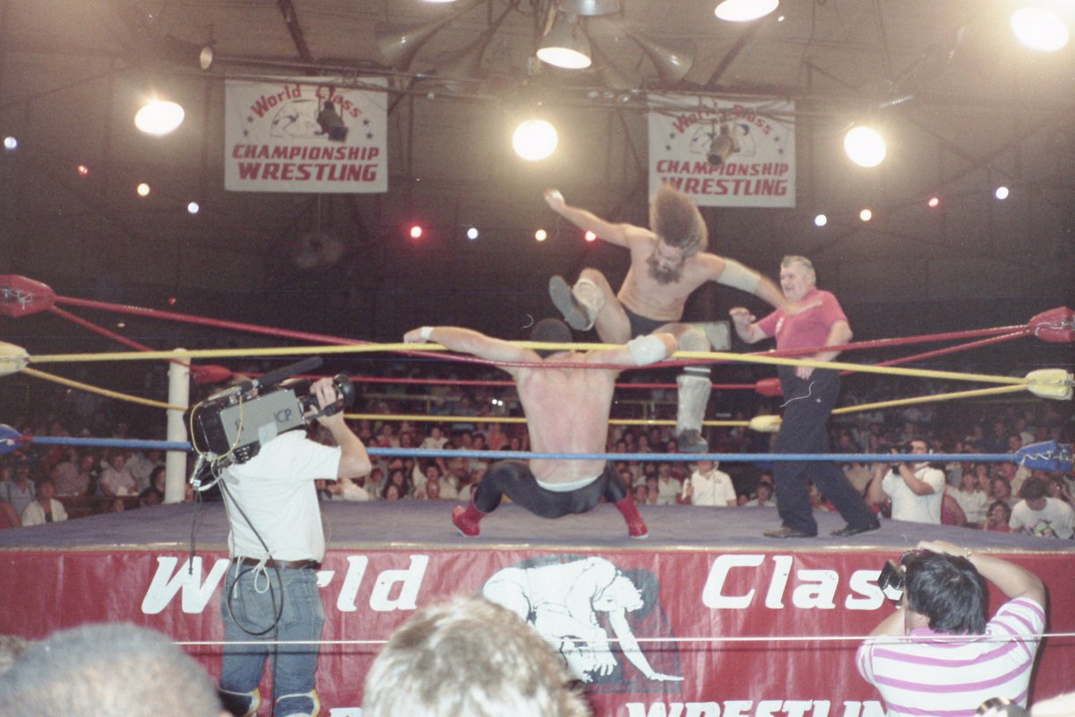 Found this in a shoebox full of photos and negatives. #BruiserBrody vs. Texas Red aka rookie #Undertaker. With #BronkoLubich as ref.