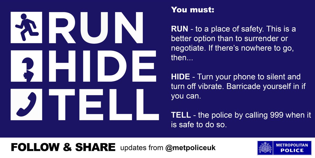 policia's tweet photo. ¡No acudas a la zona y ponte a salvo! @metpoliceuk está trabajando y lanza estás recomendaciones
#Londonbridge #boroughmarket #vauxhall https://t.co/7m7gHw5Pvz