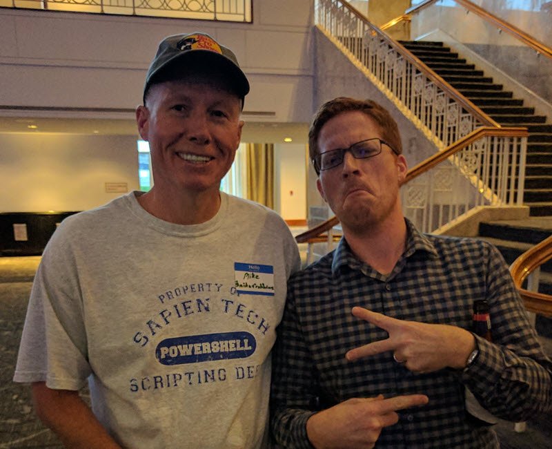 mikefrobbins's tweet photo. Just found this picture of me and fellow #PowerShell MVP @FoxDeploy from the #Atlanta17 #MVPBuzz Community Connection last month. @joe_darko https://t.co/ryuYgScX21