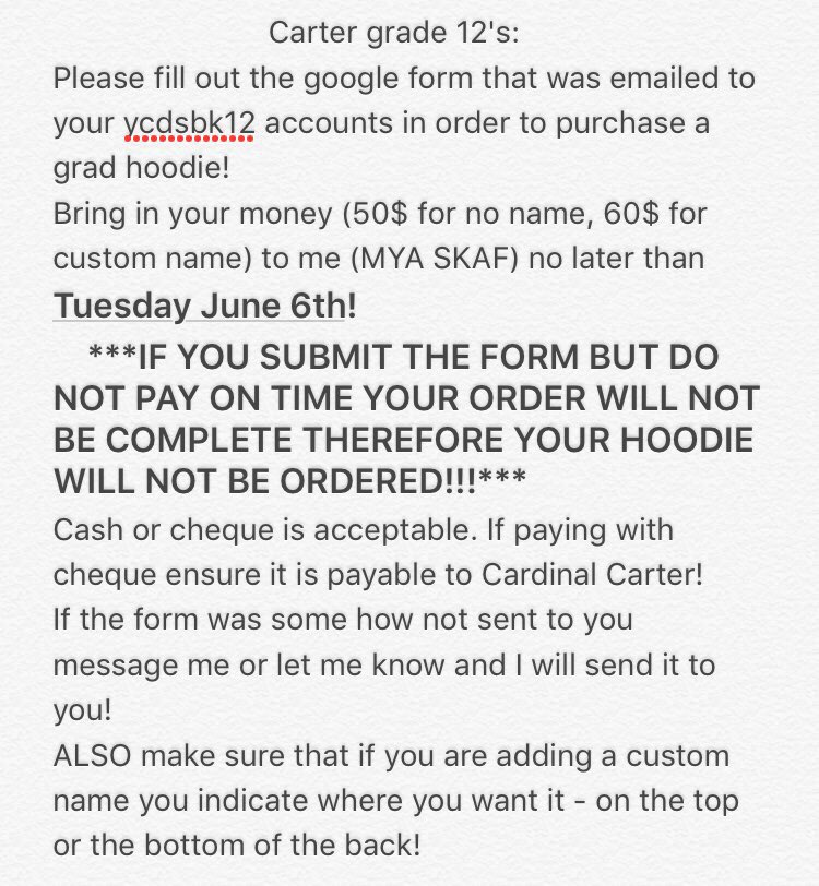 CarterProm2017's tweet photo. GRAD HOODIE INFO https://t.co/PsheVVO34K