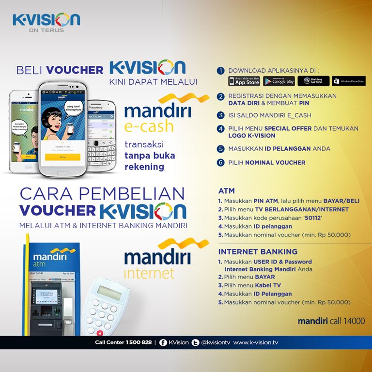 Kvision On Twitter Skrg Km Bisa Beli Voucher K Vision Melalui Atm E Cash Internet Banking Bankmandiri Loh Yuk Ikuti Langkah Dibawah Ini Https T Co Svcee5fcid