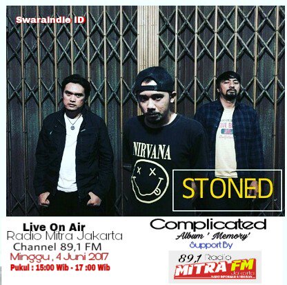 Hallo temen musik ,selamat siang ...jangan lewatkan nanti jam 3 - 5 sore pantengin radio Mitra Jakarta  89,1 Fm ya ada Stoned band nih guys