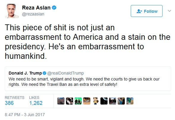 StefanMolyneux's tweet image. As people bleed out in the streets of London, CNN host Reza Aslan identifies Donald Trump&apos;s tweets as the major issue of concern. #CNNisISIS