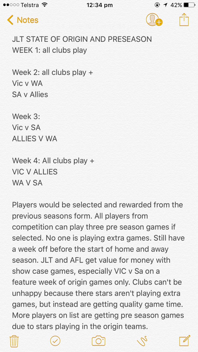 jacobsnake's tweet photo. @White_Adam how about this for an idea for state of origin back in @AFL Adam? Any combination of the weeks could be done. https://t.co/iNxHSkEzSa