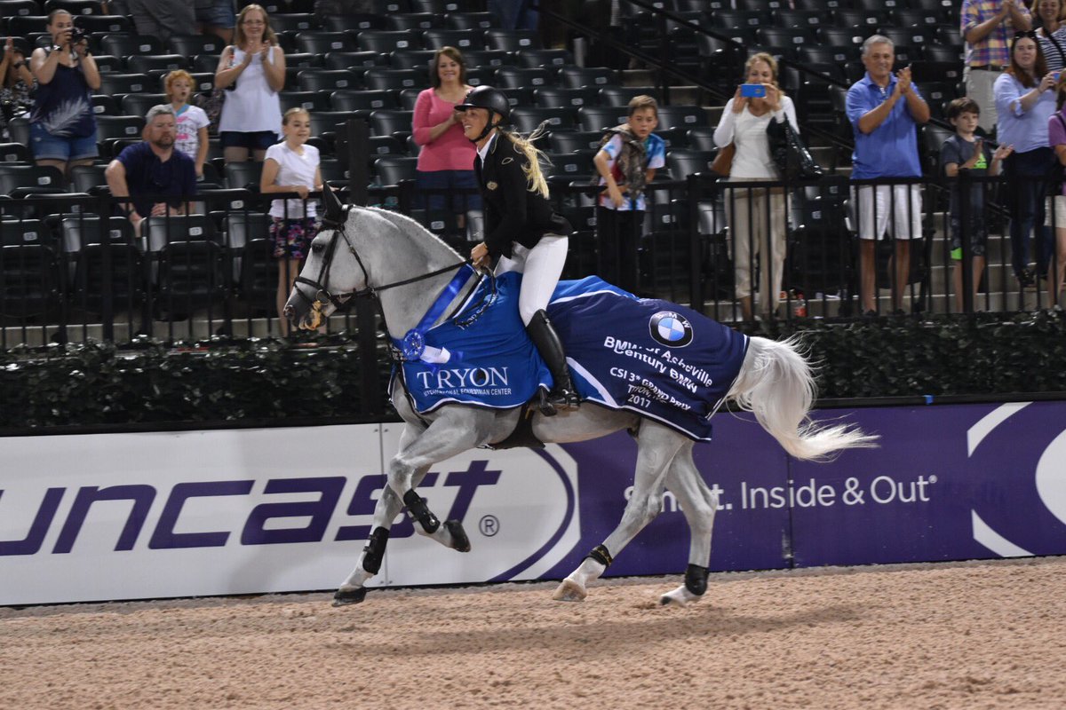 TryonResort's tweet photo. Kristen Vanderveen and Bull Run's Faustino de Tili win the $130,000 Asheville/Greenville BMW Centers' Grand Prix CSI3*! #TryonSNL https://t.co/mDi2zUNb0f