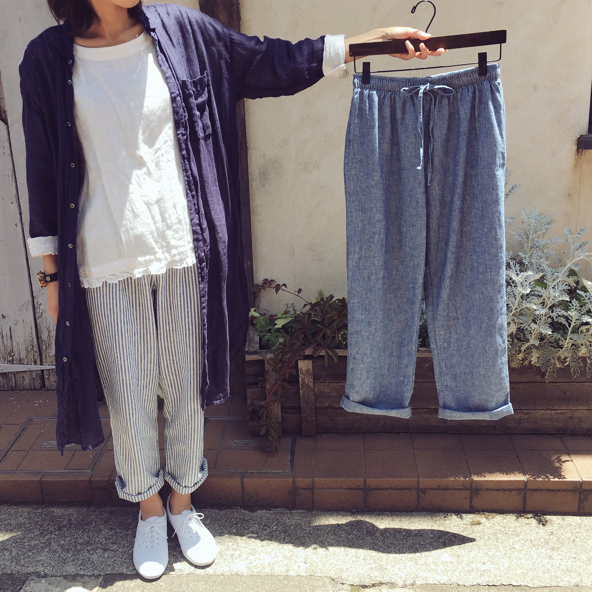 国内正規品 ネストローブnestRobe コットンリネンイージーパンツ