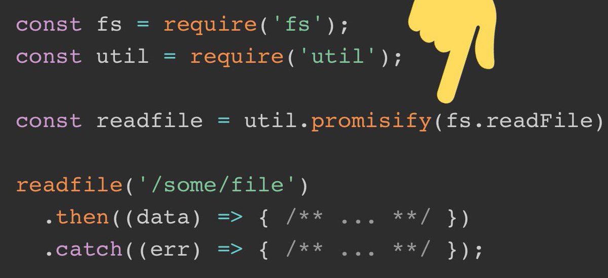 AlvaroPinot's tweet image. #Nodejs 8.0.0 includes `util.promisify()` convert callback style APIs in a function that returns a Promise
nodejs.org/en/blog/releas… #webdev