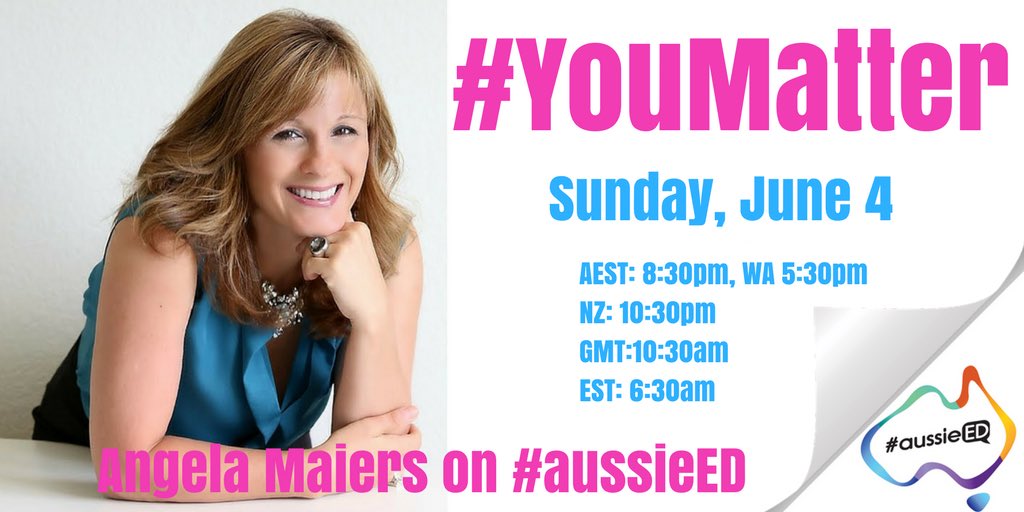 madgiemgEDU's tweet photo. Under an hour to go till the #aussieED chat with @AngelaMaiers and the chance to win a double pass to #edutechau https://t.co/0xNElMXZ2Z