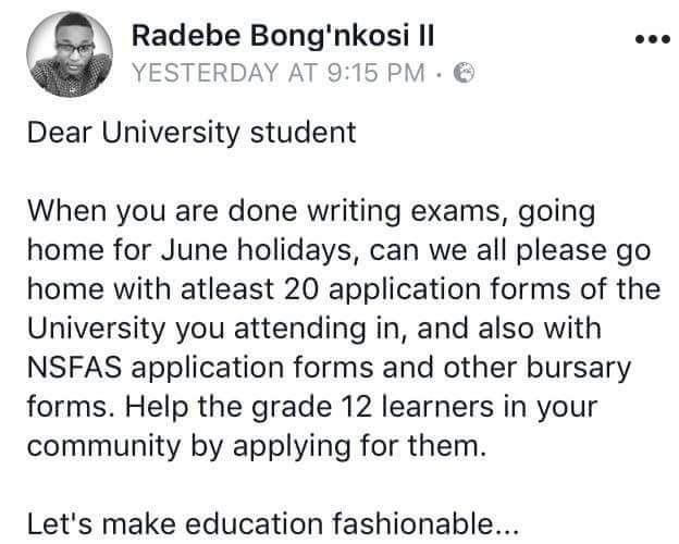 vuyisaq's tweet photo. Let's make education fashionable... #ShareThis https://t.co/11cwx2tvuk