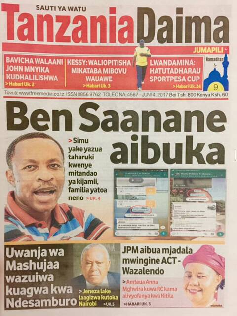 frey_cosseny's tweet photo. Tulisema issue ya @BenSaanane ni mchezo wa @ChademaMedia Za mwizi Arobaini https://t.co/4es5VS91gg