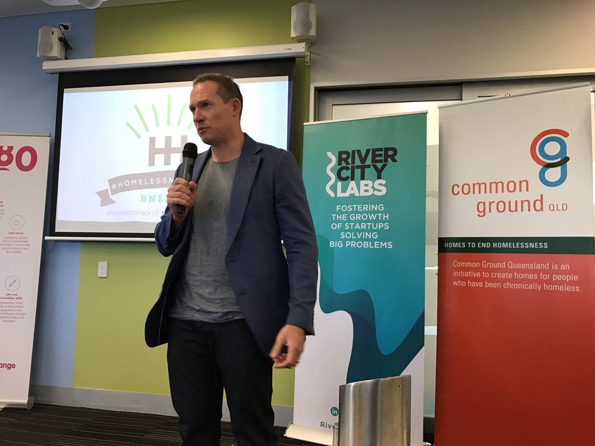 ellispeta's tweet photo. Great having Hon.Michael de Brenni minister for Housing opening #homelessHack17  final pitch night @RiverCityLabs https://t.co/8A1YCGzfCY