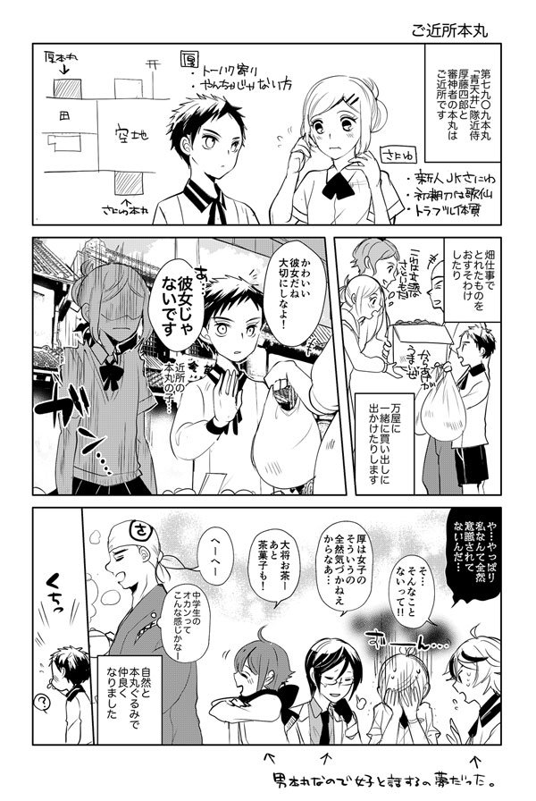 ご近所本丸のお話。創作審神者でもあまり見かけないけど、ご近所の本丸があったらとても楽しい。 