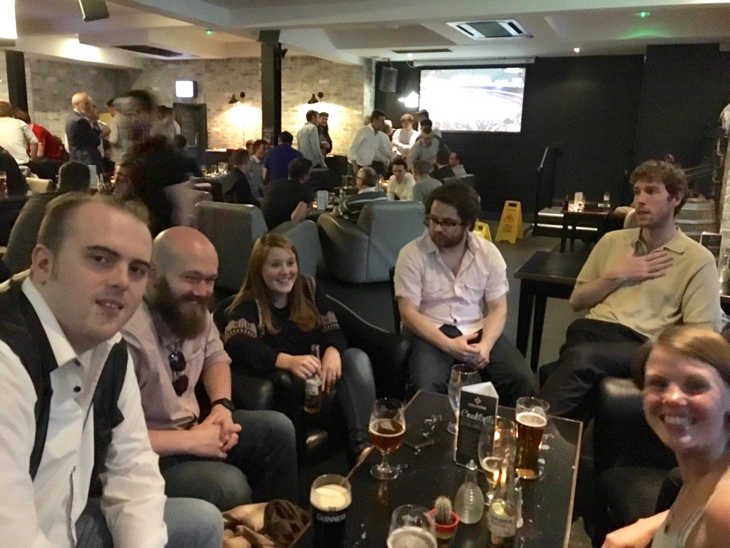 code4goodNI's tweet photo. A well deserved pint with #TheLads #TeamIceberg & our @code4goodNI team after #HackThePain 👍😎 https://t.co/4GBorVVt6h
