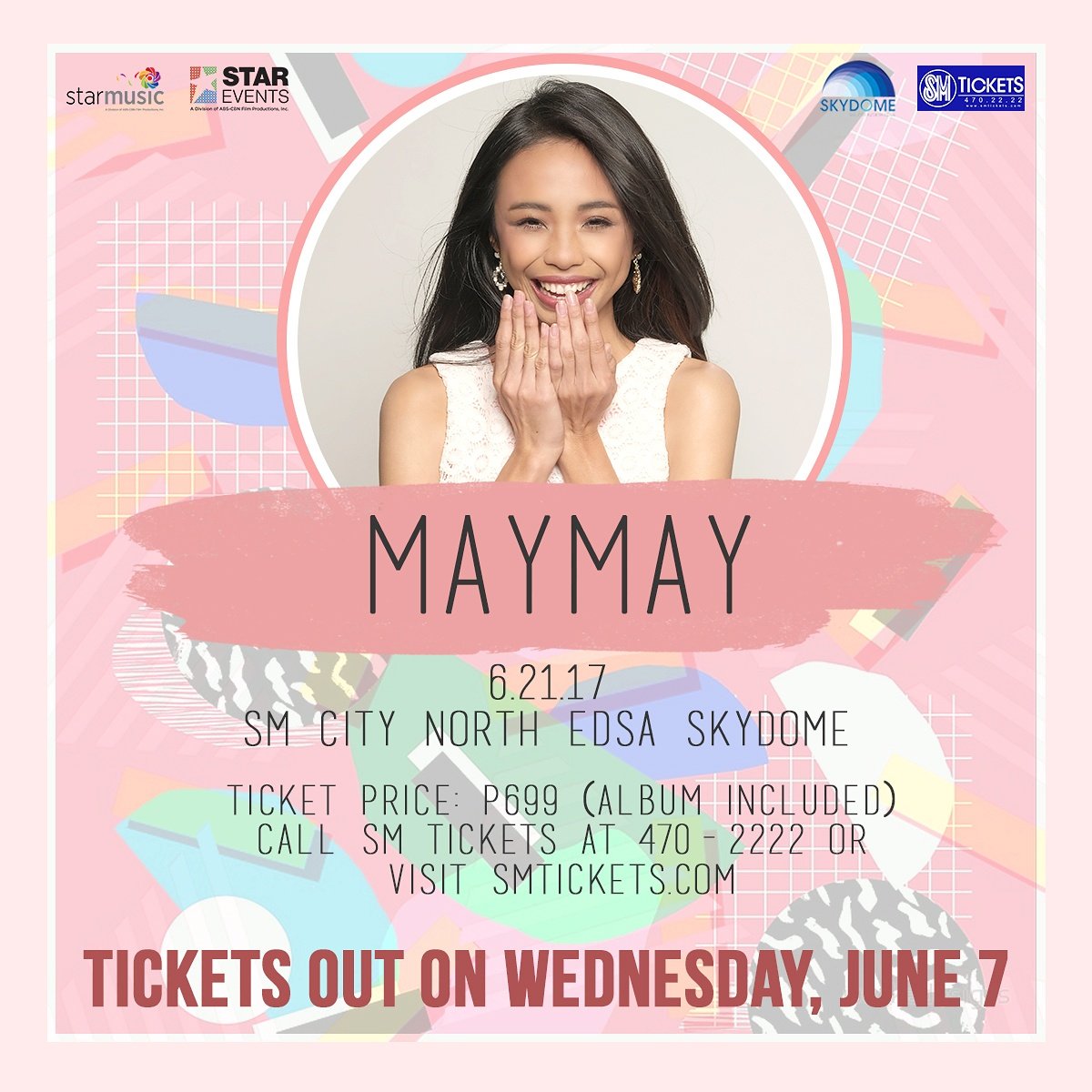 StarMusicPH's tweet photo. Excited na ba kayo? Maymay live at SM City North Edsa Skydome, June 21, 2017! Tickets out on Wednesday, June 7! #Maymay https://t.co/fvvYYyEmWG