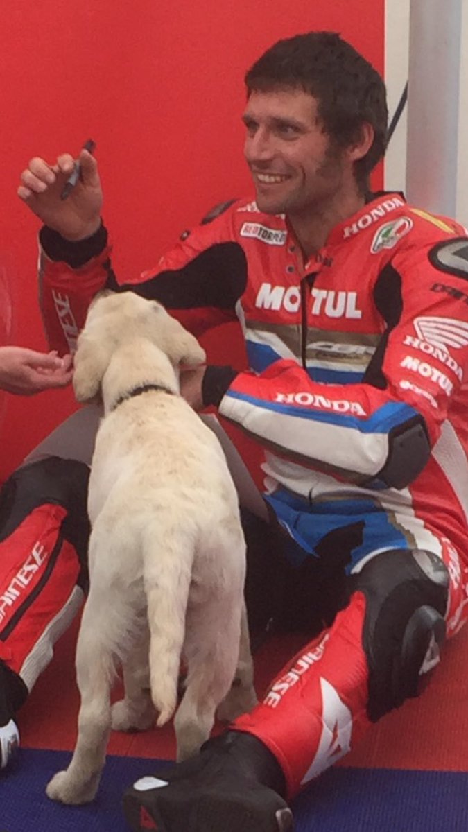 Bryterlayteron's tweet photo. One dog and his Guy.
#TT2017 @ManxRadioTT @iom_tt @HondaRacingCBR #GuyMartin https://t.co/Dk0Iyz5Rmi