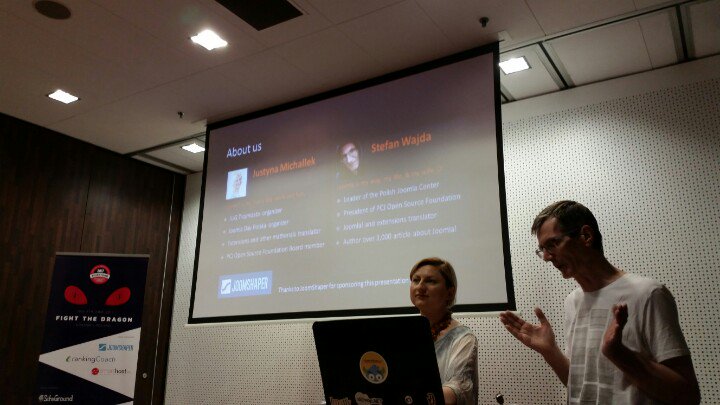 Justyna and Stefan opening the Sunday sessions about <a href="/Joomla/">Joomla!</a> website accessibility at #JAB17