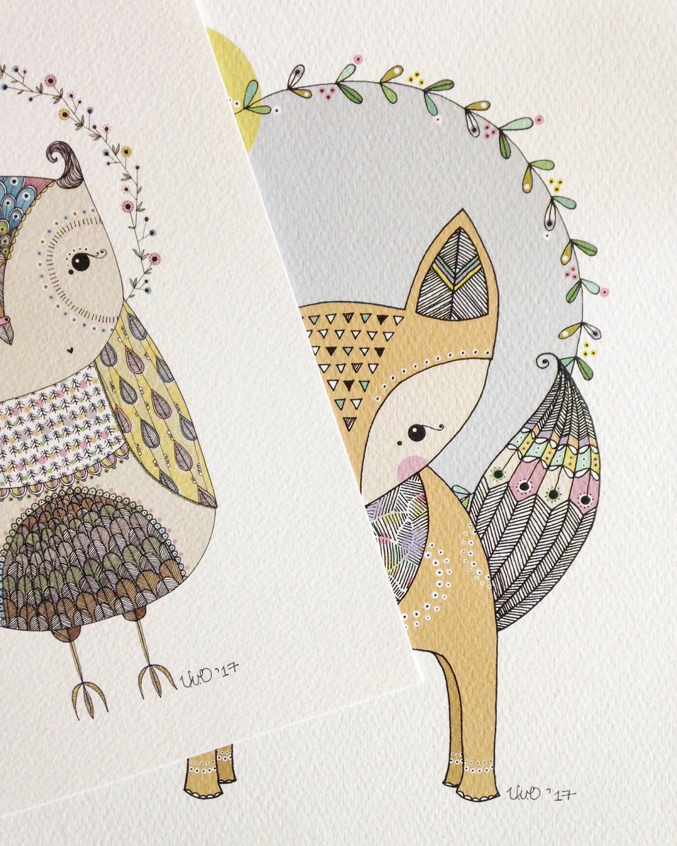 vivillo8's tweet photo. These two are off to Oudtshoorn tomorrow! #illo #artprints #woodlands #owl #fox #illustration #shoplocal #supportlocal #shopsmall #nursery https://t.co/UFxK0js4HM