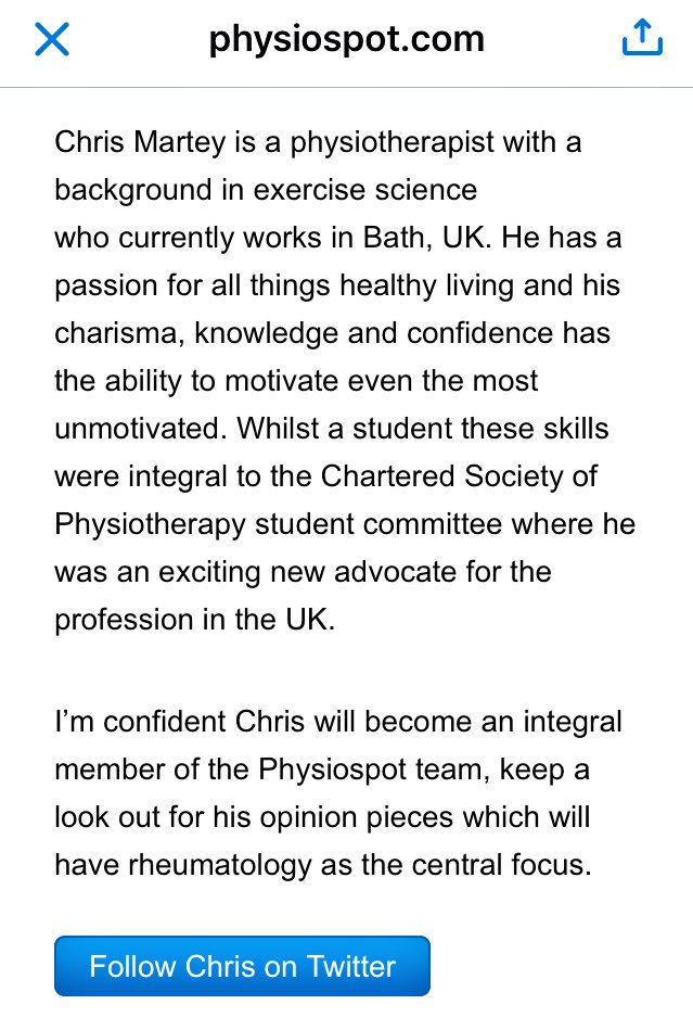 ChrisMartey's tweet photo. Thanks @ScottBuxton_1 very kind words, happy to be part of the physiospot team! June opinion piece out tomorrow #ThinkInflammatory https://t.co/T9uxOn7U3r