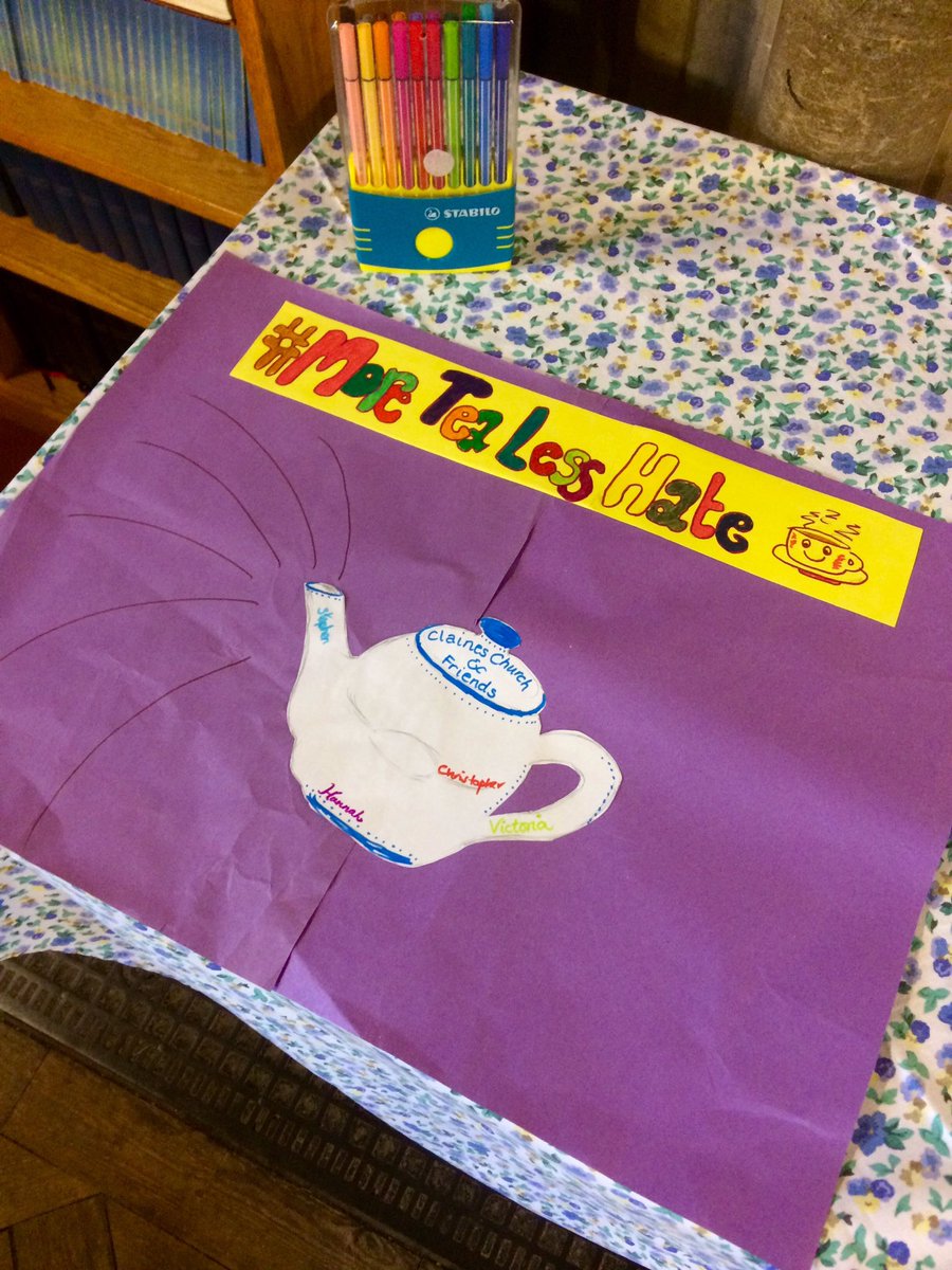 MthrVictoria's tweet image. All set for #MoreTeaLessHate @ClainesChurch 3-4pm. All are welcome. Lots of *cake*, fellowship, community #LoveWins