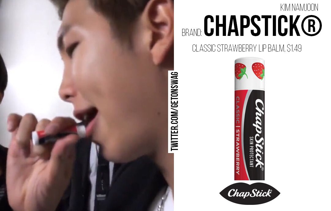 Namjoon #BTS BBMAs  #방탄소년단 #RapMonster #RM #BBMAs2017 
ChapStick Classic Strawberry Lip Balm 

tnx to RobustGee