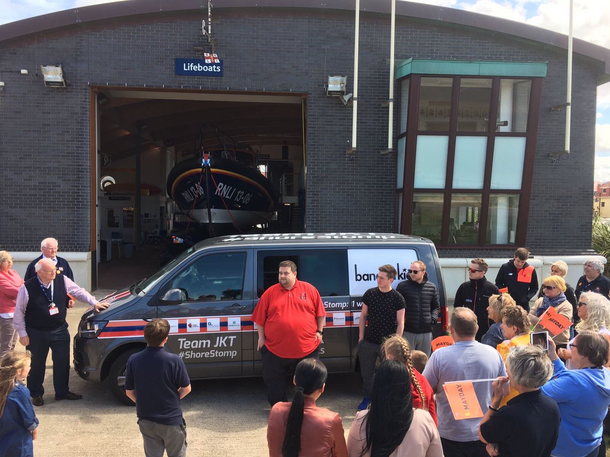 HoylakeRNLI's tweet photo. Well done @JKTChallenge for reaching the finish line at @HoylakeRNLI! Their amazing #ShoreStomp expedition has raised over £7000 for @RNLI! https://t.co/RYzzHSvhBD