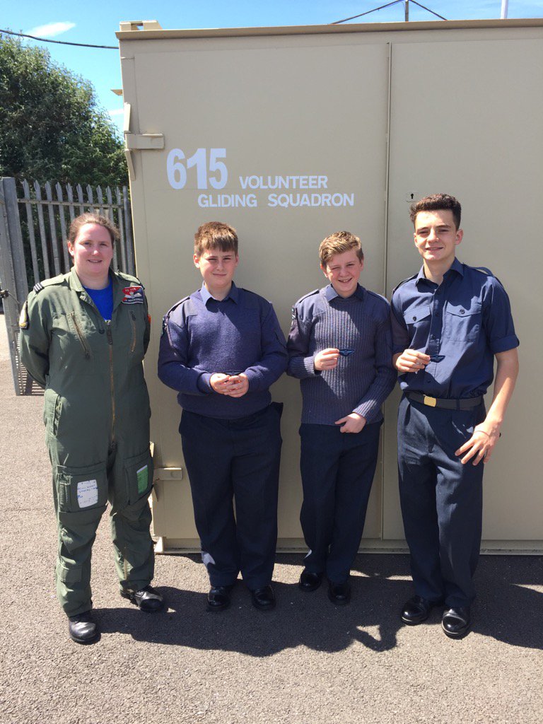 These 3 yesterday became the first in the Corps to gain their blue gliding wings at 615 VGS at Kenley