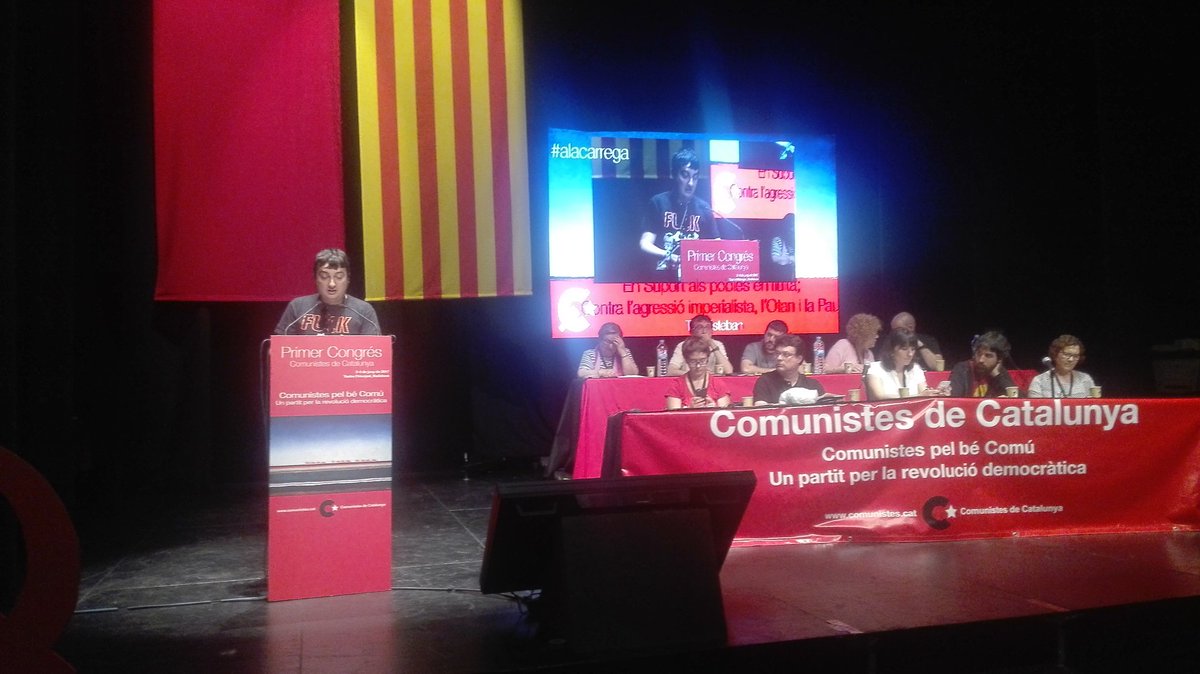 comunistesbdn's tweet photo. .@ToniEsteban77 Intervé en suport als pobles en lluita. Contra l'agressió imperialista, l'OTAN i per la Pau #alaCarrega #Badalona https://t.co/bbEf4c1yxH