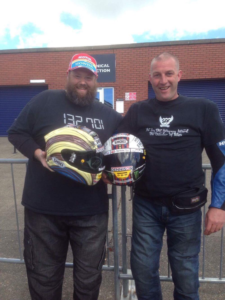 Die hard <a href="/jm130tt/">John McGuinness MBE</a> fans  Simon &amp; Scott showing their John McGuinness <a href="/ShoeiHelmetsUK/">Shoei Helmets UK</a> replica helmets off at the TT paddock <a href="/YOUNGY__5/">Youngy</a>