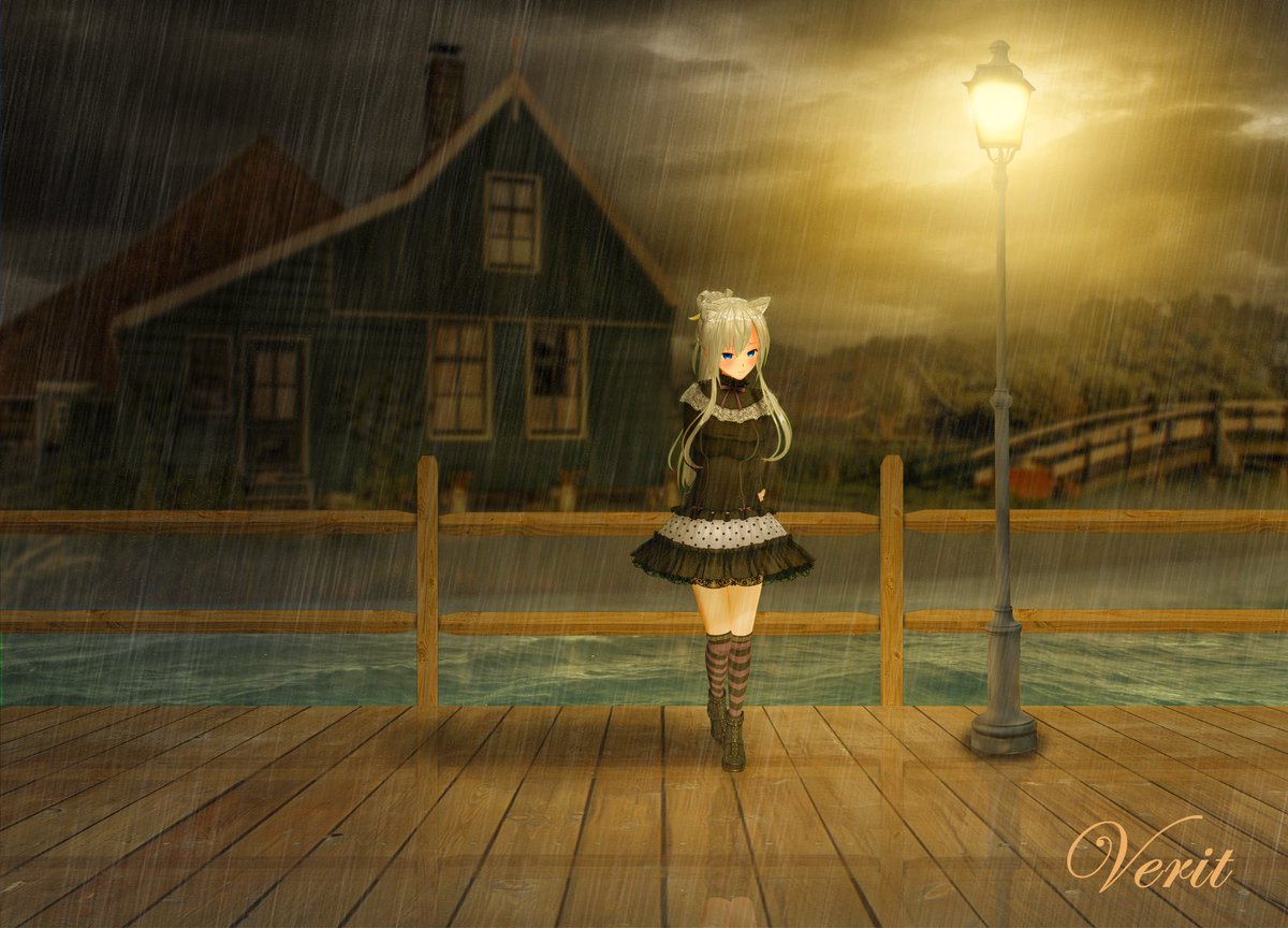 GameAccountVinc's tweet photo. alone in the rain #CM3D2 https://t.co/W9P6Yw9pu7