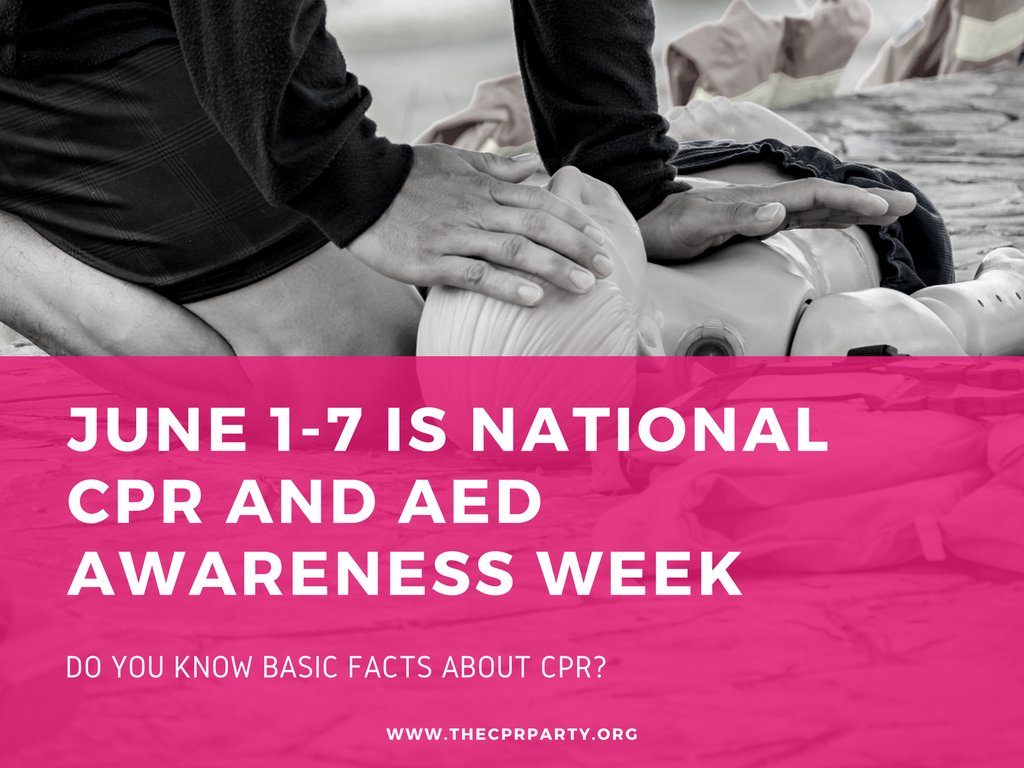 CPRParty's tweet photo. June 1 - 7 #CPR&amp;AEDAwarenessWeek ? We'll be quizzing you on your #CPRknowledge all week! #CPR #AED #CPRParty #CPRisGood4TheHeart https://t.co/EIylgyqH59