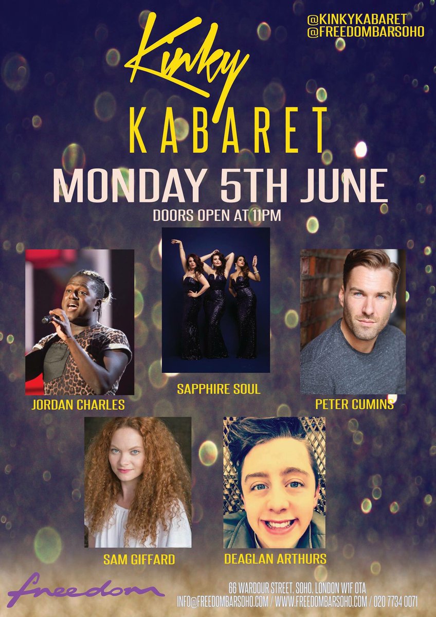 Tomorrow at <a href="/freedombarsoho/">Freedom Bar</a> we have a fab lineup of singers. @SapphireSoul3 @petercumins @samgiffard <a href="/deaglanarthurs/">DeaglanArthurs Music</a> hosted by <a href="/carlmullaney/">Carl Mullaney</a>