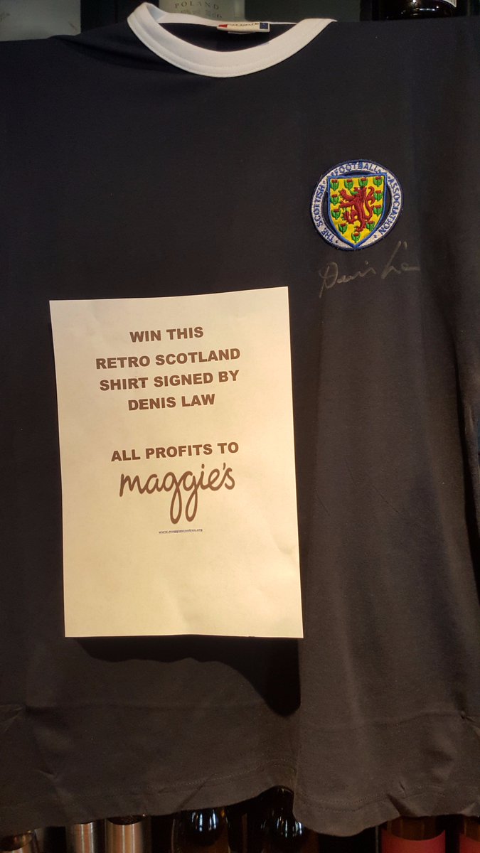 The Fourmile (@thefourmile) on Twitter photo Win a Retro Scotland Shirt signed by Denis Law! Only £1 a ticket and proceeds go to Maggies. Drawn after Sco v Eng on Sat. <a href="/MaggiesCentres/">Maggie's Centres</a> Win a Retro Scotland Shirt signed by Denis Law! Only £1 a ticket and proceeds go to Maggies. Drawn after Sco v Eng on Sat. <a href="/MaggiesCentres/">Maggie's Centres</a>