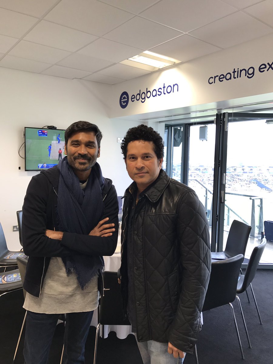 dhanushkraja's tweet photo. At the stadium .. Ind vs pak.. champions trophy :) and got to meet the one and only god of cricket @sachin_rt  🙏🙏🙏 adrenaline pumping https://t.co/YQclMUwRyS
