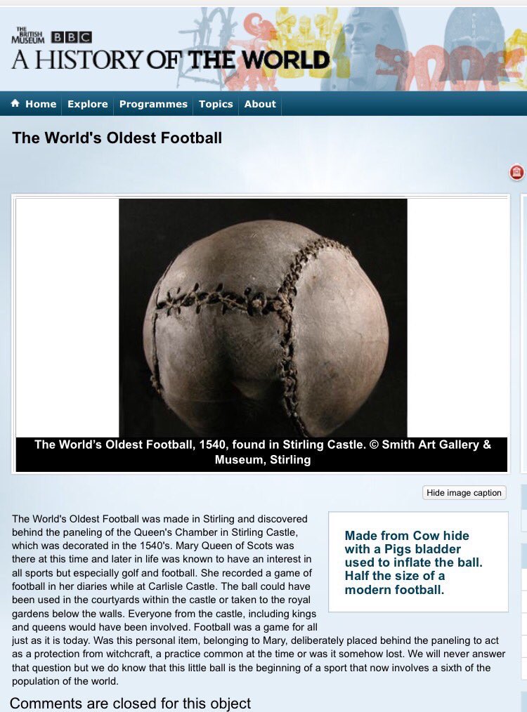 old_sportier's tweet image. أقدم كرة قدم في العالم  وجدت في قلعة ستيرلنغ باسكتلندا عام 1540م
#رياضي_قديم