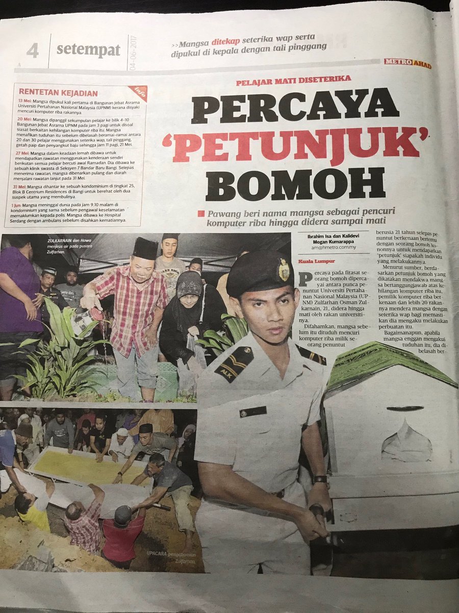 taufiqyves's tweet photo. Belajar tinggi tinggi tapi still percaya dekat bomoh. Takziah buat keluarga mangsa. https://t.co/uJk4wy89fk