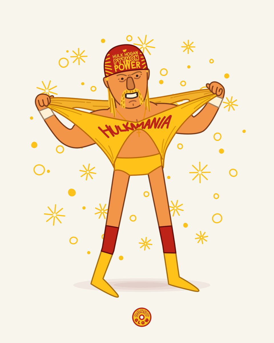 donutglow's tweet image. 150. Hulk Hogan :: @HulkHogan :: #hulkamania #pythonpower #donutglow #illustration