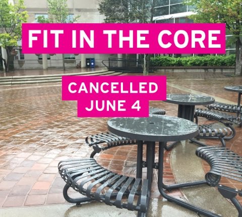 Water aerobics anyone? Due to ☔️ today's Fit in the Core class will be cancelled, Civic Square is soaked! Hope to see you next week! #BurlOn