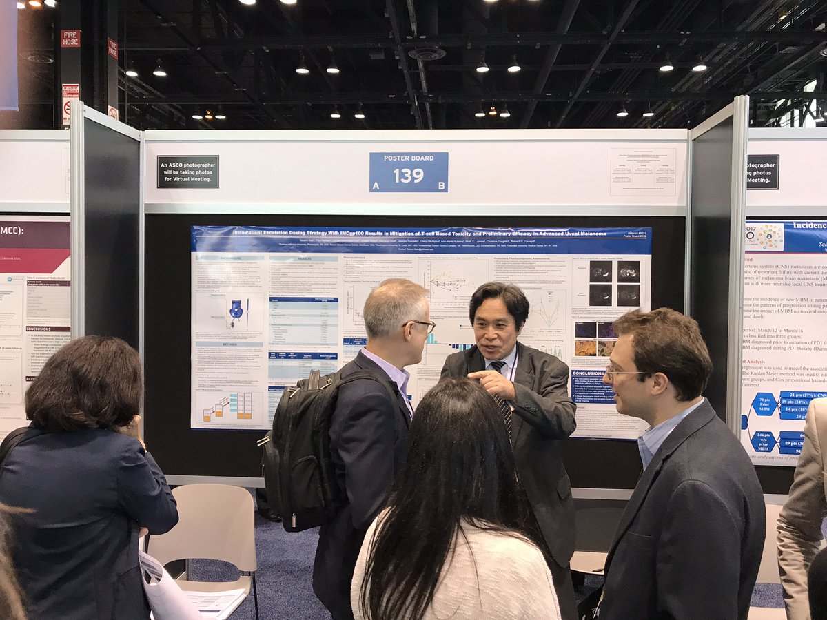 Immunocore's tweet photo. Dr Sato explains the positive results from our Phase I trial with #IMCgp100 in #uveal #melanoma at yesterday's poster session #ASC017 https://t.co/K9zgyvyE5v