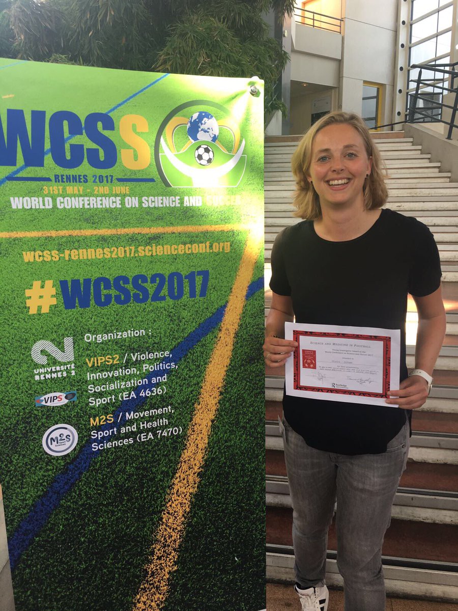 SigridOlthof's tweet photo. Looking back on a great science & soccer conference. And very proud to win the Young Investigator Award #WCSS2017 #FootballScienceGroningen https://t.co/hzUJwaLBdr