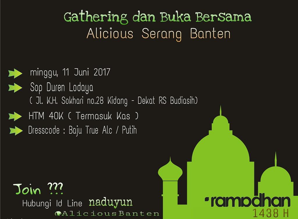 Bukber alc serang sudah ada 16 yg ikut yaa. Siapa yg mau ikut? Bisa langsung hubungi id line