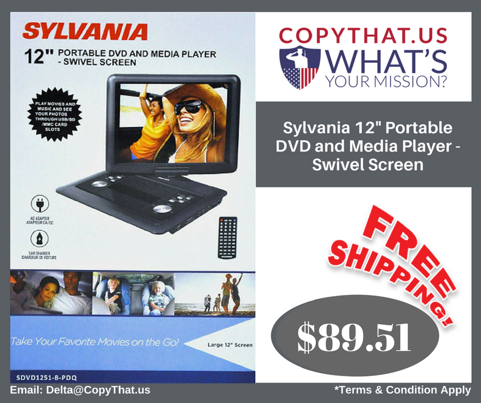 Copy_That_US's tweet photo. #Sylvania 12" #PortableDVD and #MediaPlayer - Swivel Screen #Electronics #ElectronicsAppliances https://t.co/C0zJVo5Dyu https://t.co/zP9AEJXuhj