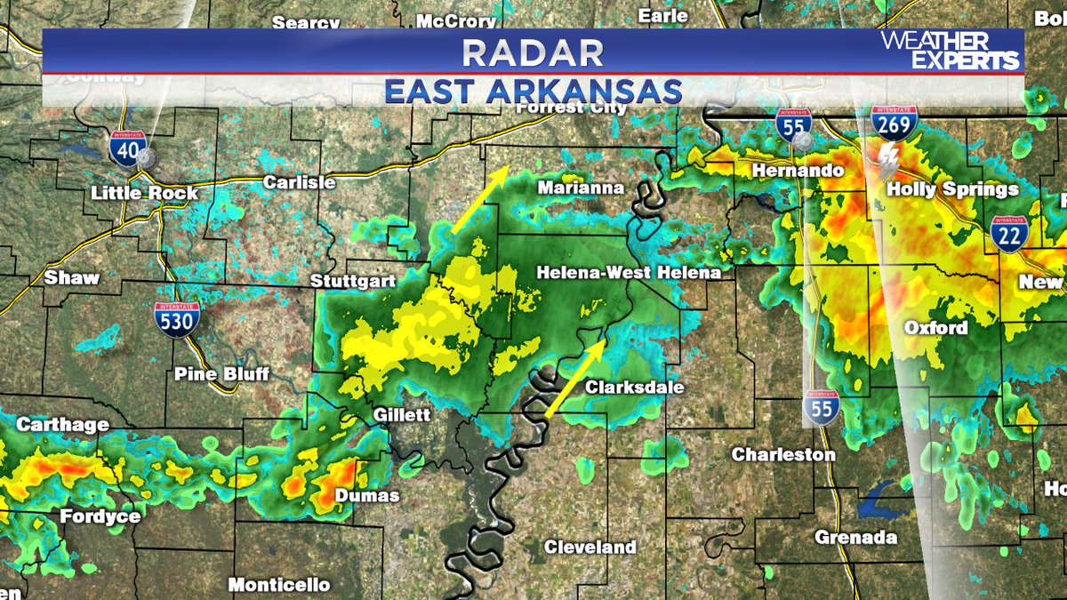 WREG 3onyourside Radar showers over SE ARwx moving NE up the